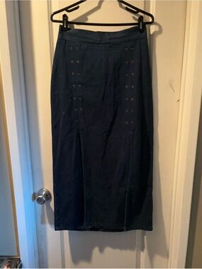 Navy Blue Jean Long Skirt with Two Spits in the Front New Size waist 30”